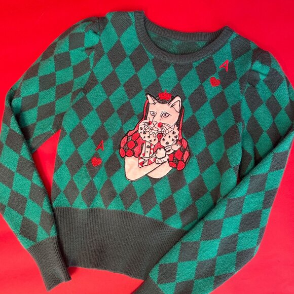 Vintage Cat & Bear Sweater Duo — Whimsical Pre-Loved Knitwear from Sparkpick 🃏 - Picture 3 of 12